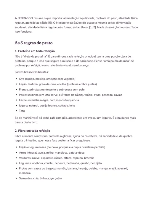 Página do capítulo sobre alimentação